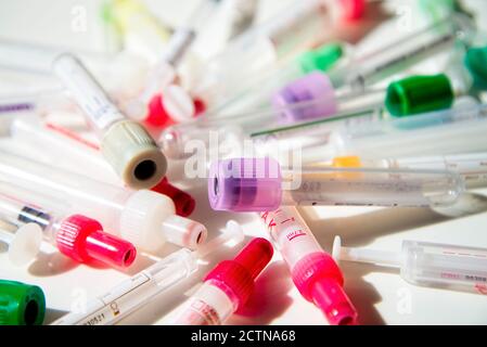 Different tubes for blood samples Stock Photo