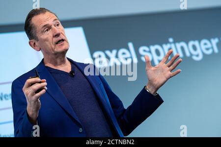 Berlin, Germany. 07th Mar, 2019. Mathias Döpfner, CEO of Axel Springer SE, comments on the results of the 2018 financial year at the media company's annual press conference. media entrepreneur F. Springer donates a large portion of its shares in the media group to CEO Mathias Döpfner and also transfers to him the voting rights in its remaining share package. Credit: Bernd von Jutrczenka/dpa/Alamy Live News Stock Photo