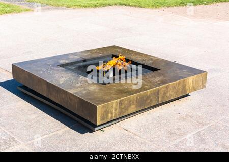 Saint Petersburg, Russia – June 15, 2017.  Eternal flame on the Field of Mars has been burning since 1957 in memory of the victims of all wars and rev Stock Photo