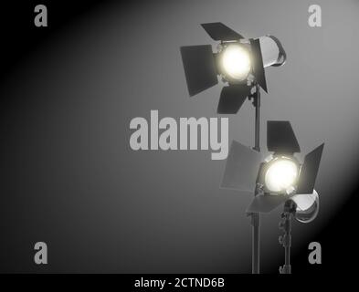 Studio lights on black background Stock Photo