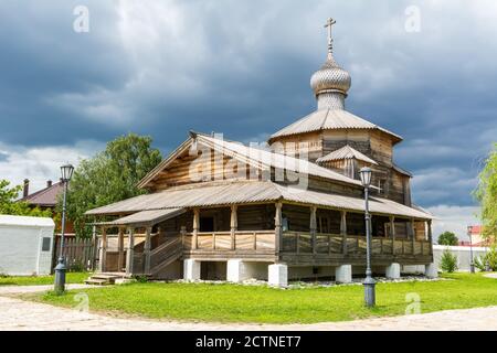 Sviyazhsk, Tatarstan, Russia – June 25, 2017. Exterior view of the wooden Trinity Church of John the Baptist Monastery in Sviyazhsk Stock Photo