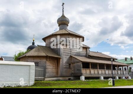 Sviyazhsk, Tatarstan, Russia – June 25, 2017. Exterior view of the wooden Trinity Church of John the Baptist Monastery in Sviyazhsk Stock Photo