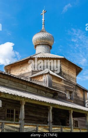 Sviyazhsk, Tatarstan, Russia – June 25, 2017. Onion dome of the wooden Trinity Church of John the Baptist Monastery in Sviyazhsk Stock Photo