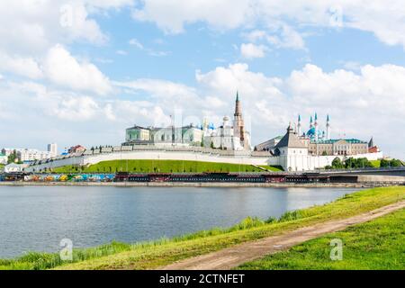 Kazan, Russia – June 27, 2017. View of Kazan Kremlin in Kazan, Russia. View from the Kazanka River side. Stock Photo