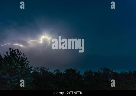 Lightning storm, night sky, flash of lightning Stock Photo
