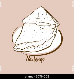 Hand-drawn Borlengo bread illustration. Pancake, usually known in Italy. Vector drawing series. Stock Vector