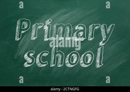 Hand drawing 'Primary school' on green chalkboard Stock Photo