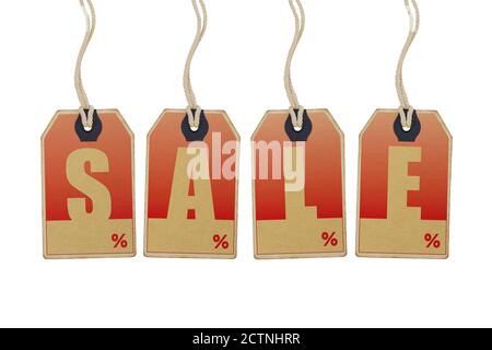 Sale price tags isolated on white Stock Photo
