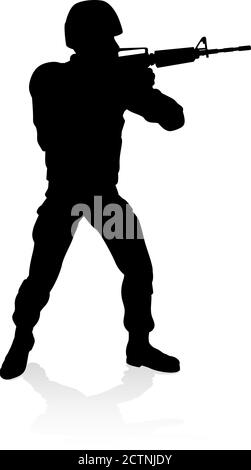 Soldier Detailed High Quality Silhouette Stock Vector