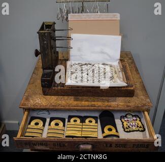 London, UK. 24th Sep, 2020. Hand & Lock Gold bullion hand held spinner dating back to 1700, and still in use today, to spin gold to adorn the epaulets adorning the shoulders of military uniforms Credit: Paul Quezada-Neiman/Alamy Live News