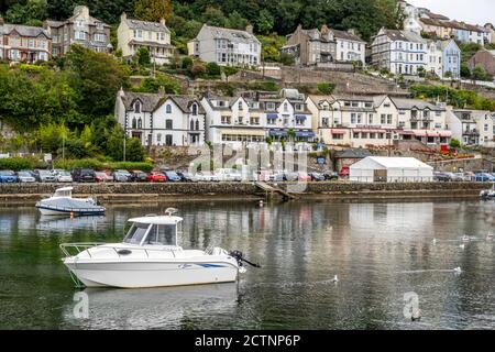 View of East Looe, across the East Looe River, Looe, Cornwall, UK. Stock Photo