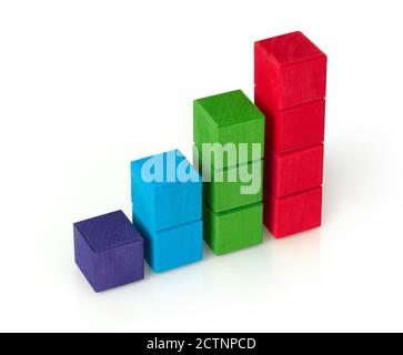 Wooden toy blocks on white background Stock Photo