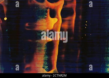 Vintage distressed blurry and grained photo background. Damaged camera film. Stock Photo