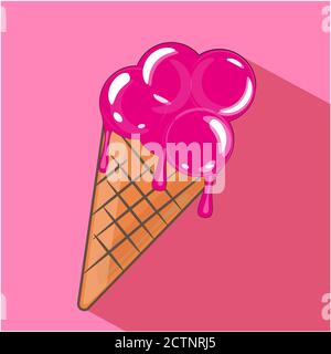 Pink Ice Cream Vector illustration on a pink background Stock Vector