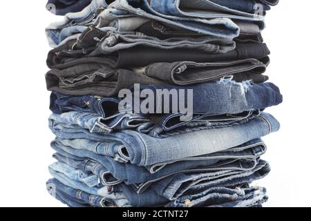 Stack of jeans close-up Stock Photo