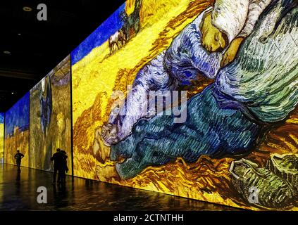 People at the Imagine Van Gogh immersive exhibition in Quebec City, Canada Stock Photo