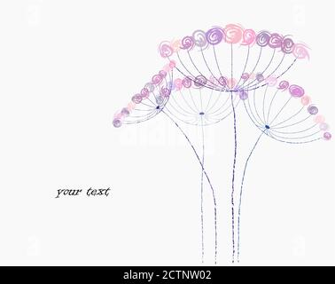 artificial pastel flower illustration, free copy space, spring flowers Stock Vector