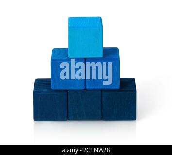 Wooden toy blocks on white background Stock Photo
