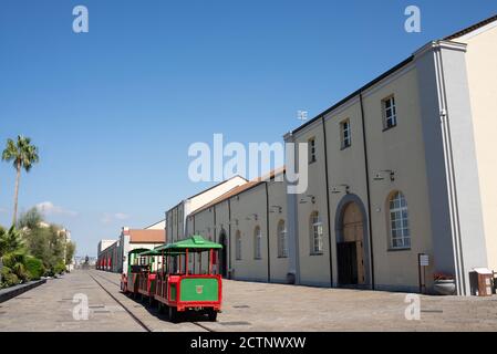 PORTICI, ITALY - 2020 - Exterior of Pietrarsa Railway National Museum,  important centres for the conservation and restoration of the first steam loco Stock Photo