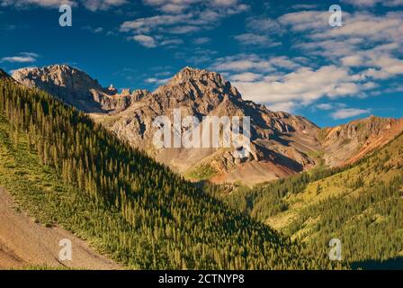 Pilot Knob, Vermilion Peak, view from Ophir Pass Road, San Juan Mountains, Colorado, USA Stock Photo