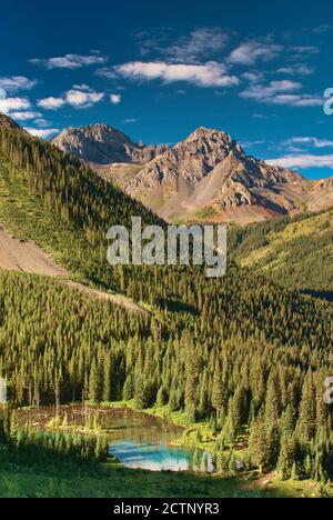 Pilot Knob, Vermilion Peak, view from Ophir Pass Road, San Juan Mountains, Colorado, USA Stock Photo