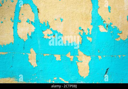 Old painted blue wall texture as grunge background Stock Photo
