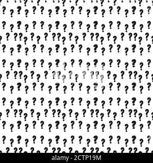 Vector seamless pattern with question marks. Monochrome hipster background. Hand drawn random black punctuation marks. Stock Vector