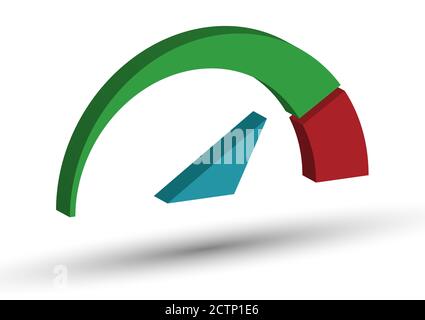 Three-dimensional logo of the speedometer. Simple vector illustration for an icon, logo, or logo. Flat style isolated on white background Stock Vector