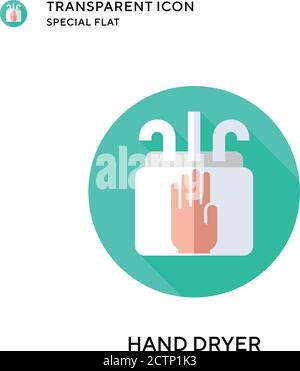 Hand dryer vector icon. Flat style illustration. EPS 10 vector. Stock Vector