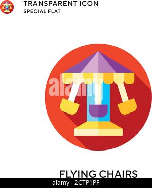 Flying chairs vector icon. Flat style illustration. EPS 10 vector. Stock Vector