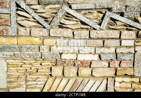 Concrete and brick wall texture or background. Closeup Stock Photo