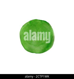 Abstract green watercolor painted circle isolated on white background Stock Photo