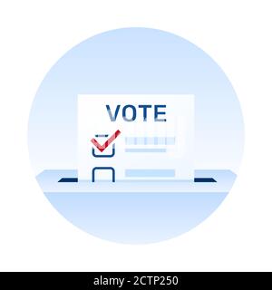 Voting icon. Election day. Ballot paper. Ballot paper in the ballot box Stock Vector