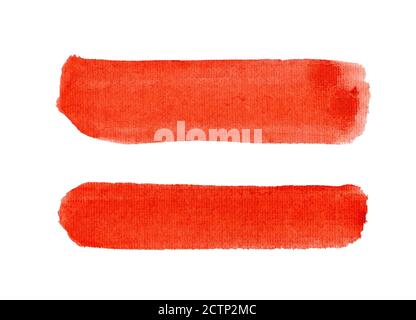 Watercolor red textured strokes isolated on white Stock Photo