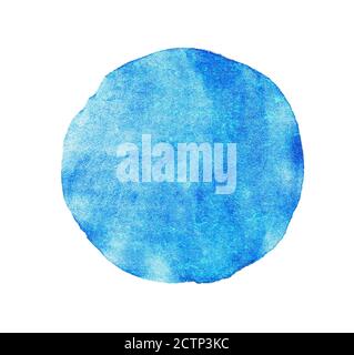 Blue circle watercolor texture paint isolated. Closeup Stock Photo