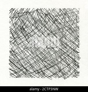 Grunge ink pen textured background frame on white paper Stock Photo