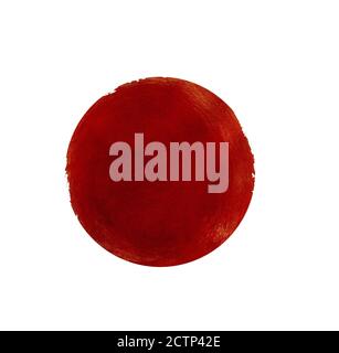Abstract red watercolor painted circle isolated on white background Stock Photo