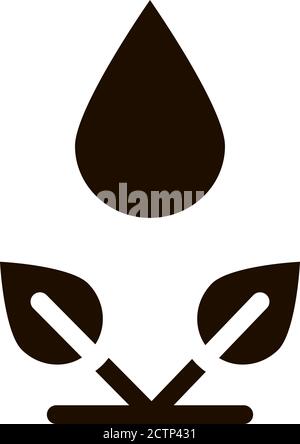 Drop Watering Leaves Bush Vector Icon Stock Vector