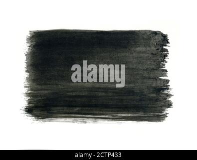 Grey watercolor frame, black drop isolated on white background. Stock Photo