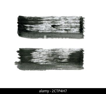 High resolution abstract black watercolor painted strokes isolated on white background Stock Photo