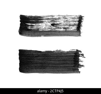 black strokes of paint isolated on white background Stock Photo - Alamy