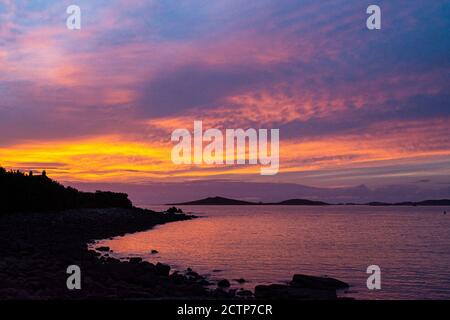 Dramatic skies over the Garrison on St Mary's and Samson in the Isles of Scilly Stock Photo