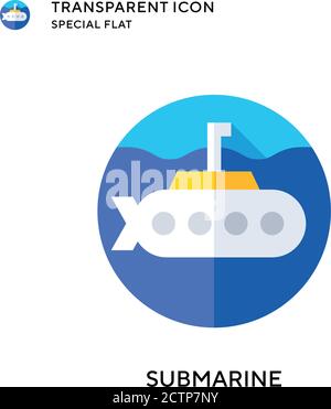 Submarine vector icon. Flat style illustration. EPS 10 vector. Stock Vector