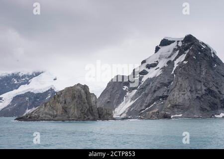 Point Wild, Elephant Island, Antarctica.  Shackleton landing point and furness glacier Stock Photo