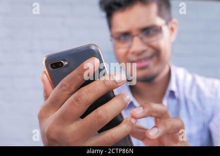 Businessman In a video conference discussing on smart phone  Stock Photo