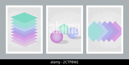 Set of Creative Minimalist Geometric Wallpaper Illustrations Stock Vector