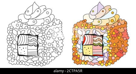 Zentangle Sushi. Hand drawn decorative vector illustration for coloring Stock Vector