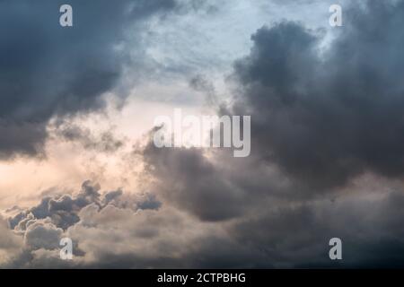 dark dramatic sky with clouds. Stock Photo