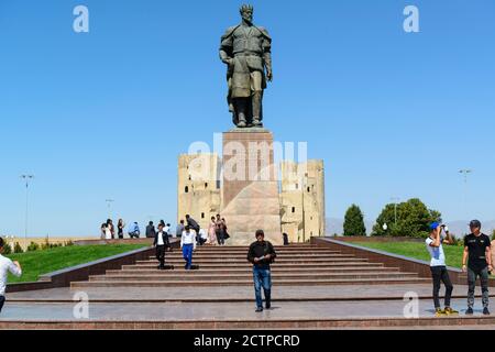 Statue of Tamerlane. Shahrisabz, Uzbekistan. Stock Photo