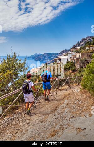 The Path of the Gods trail, Nocelle, Amalfi coast, Campania, Italy Stock Photo